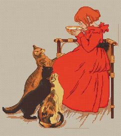 Девочка в красном по картине Теофиль Александр Стейнлен(1859-1923)