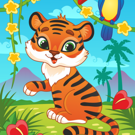 Тигр. Аппликация со стразами