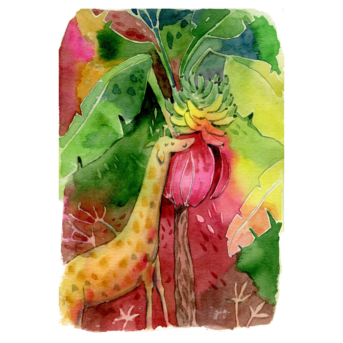 Жираф и банановое дерево