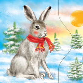 Заяц, кора, морковка. Карточка детской игры "Кто что ест"