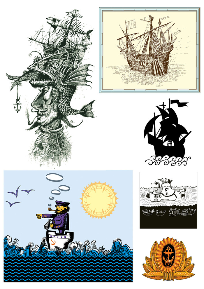 Векторные рисунки на морскую тему