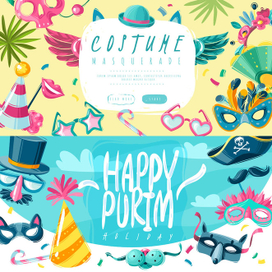 Carnival things horizontal banners set