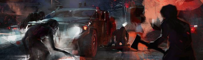 Loading screen illustration "The roadblock"