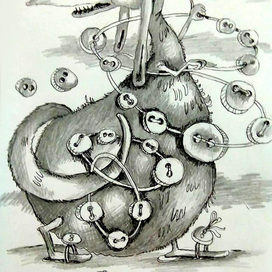 Монстрик, разбрасывающий пуговицы