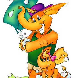 Иллюстрация для серии детской косметики "Облепиховый слон"