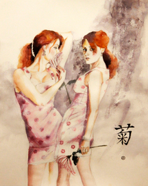 "Автопортрет с хризантемой"(2)