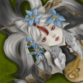 Ning guang on flowers