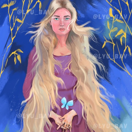 Иллюстрация - девушка с бабочкой