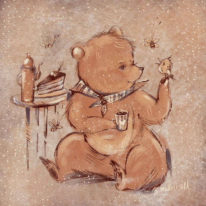 Мишутка . Разговор за чашечкой какао .