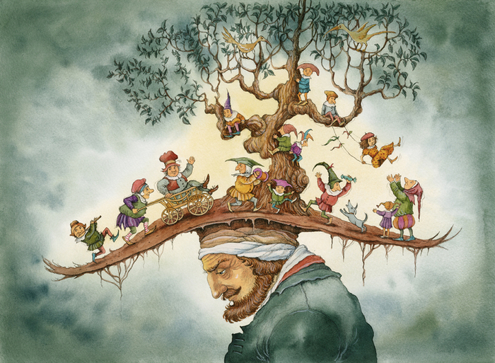 "Мыслитель" тушь перо,акварель 2009