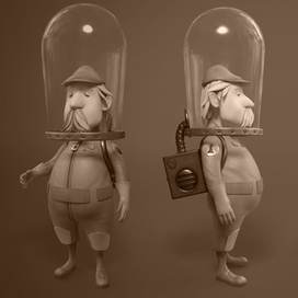 Oldman Grandpa is a fisherman in space