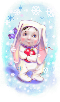 Новогодняя открытка. Красный шар