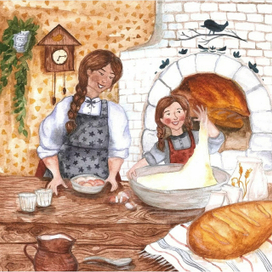 Выпечка хлеба в русской печи