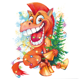 Красный новогодний конь