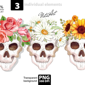 Череп с цветами