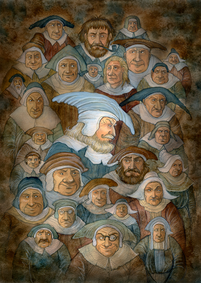 "Лица" тушь,перо,акварель 2015