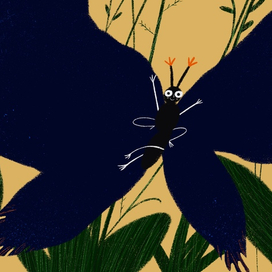 Иллюстрация к сказке "Паучок и гусеница" для фем-проекта