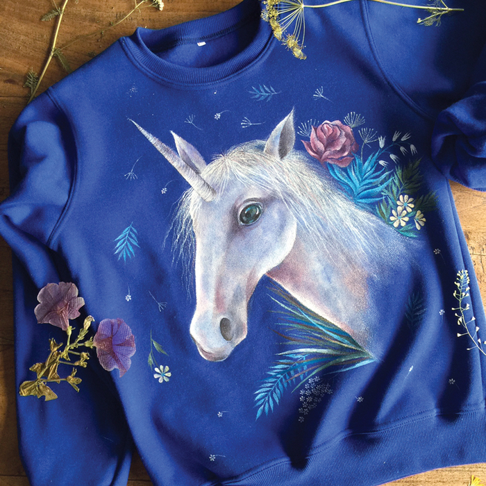 Роспись по ткани "единорог"