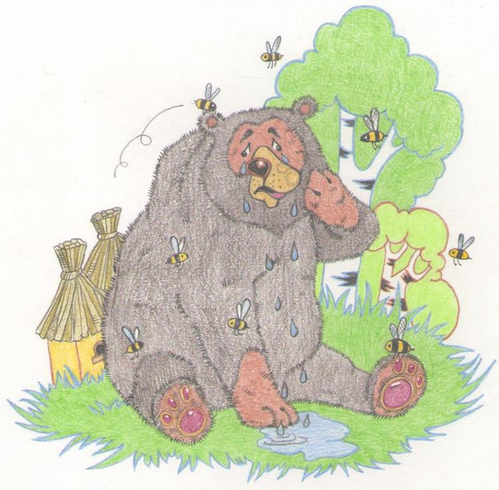 Медведь решил забраться в улей.