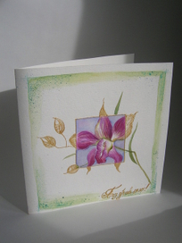 авторская открытка ручной работы"Золотая орхидея"