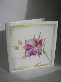 авторская открытка ручной работы"Золотая орхидея"