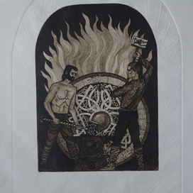 «Щит», бумага, офорт, 30х40, 2015