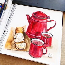 Чаепитие и круасан