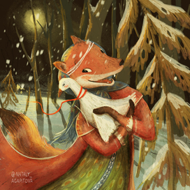 Лисонька и Гусочка из сказочки.