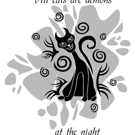 Скетч для футболок "Черный кот"