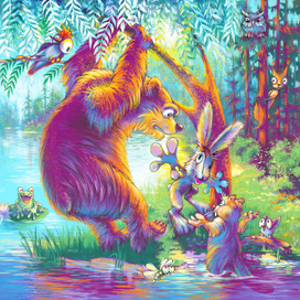 Иллюстрация к сказке "Заяц и вкусная ива"