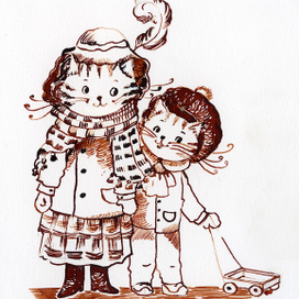 Кошка и котенок