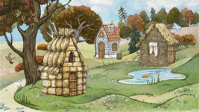 Три поросёнка. Дома.