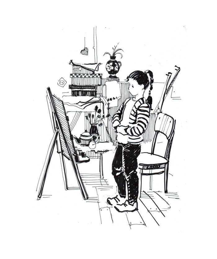 перед мольбертом (зарисовка в изостудии)