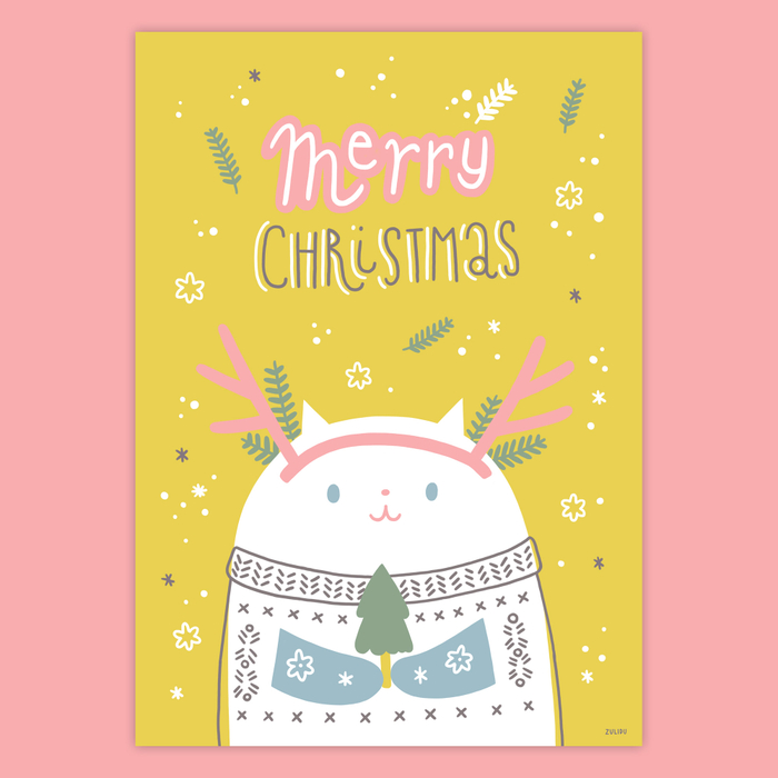 Новогодняя открытка - котик