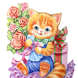 Котик. Открытка