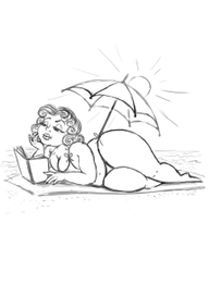 Читающая на пляже