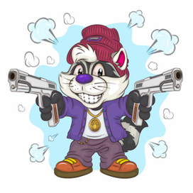 Cartoon Raccoon Gangster.