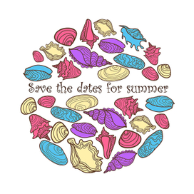 Летняя открытка с ракушками на английском языке