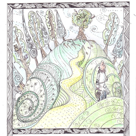 Старик идет в лес за желудями