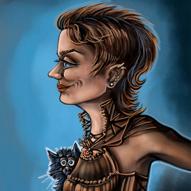 девушка и кошка