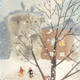 Дворик в Петербурге. Прогулка с собакой.