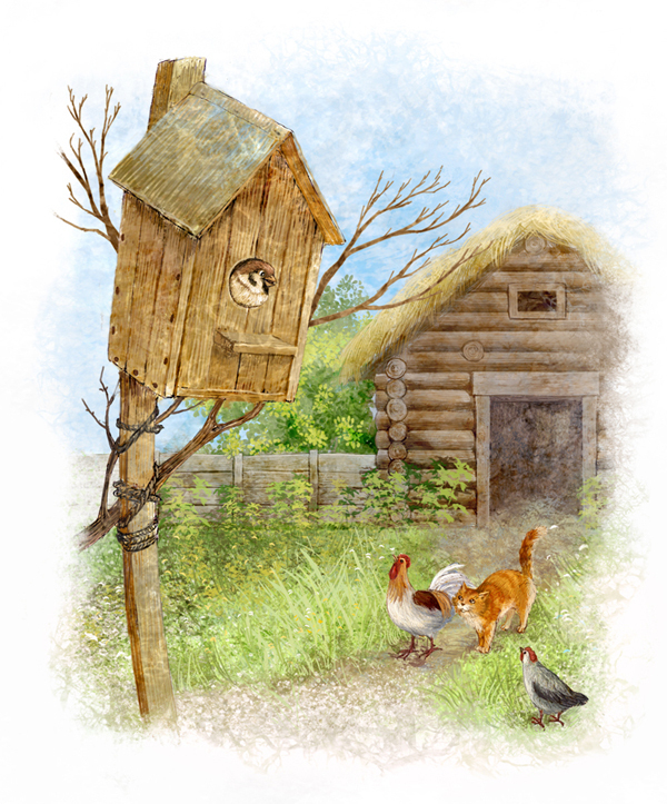 Старый воробей в скворешнике