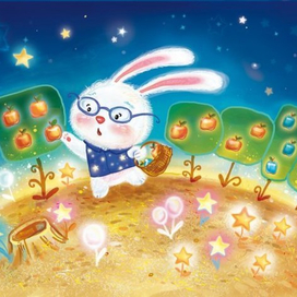 Лунный кролик собирает яблоки