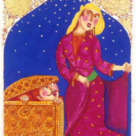 СЕРИЯ"ТЫСЯЧА И ОДНА НОЧЬ"бумага, офорт, акварель, 10x7, 1995