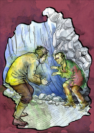 "Схватка с Мориарти". Иллюстрация к рассказу о Шерлоке Холмсе