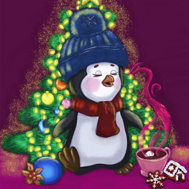 пингвиненок у елки