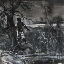 Иллюстрация к произведению "Бежин луг" Тургенева И.С., 20x20, бум.,тушь.,гуашь. 2012г.