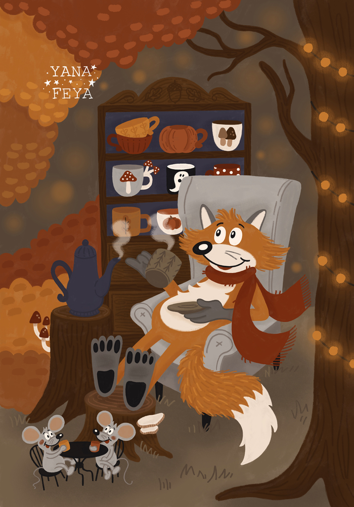 Лис и посуда из керамики