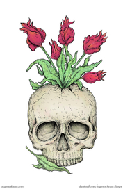 Череп и цветы