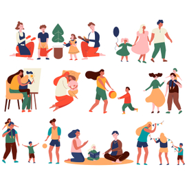 Детские иллюстрации в векторе на тему "Семья"